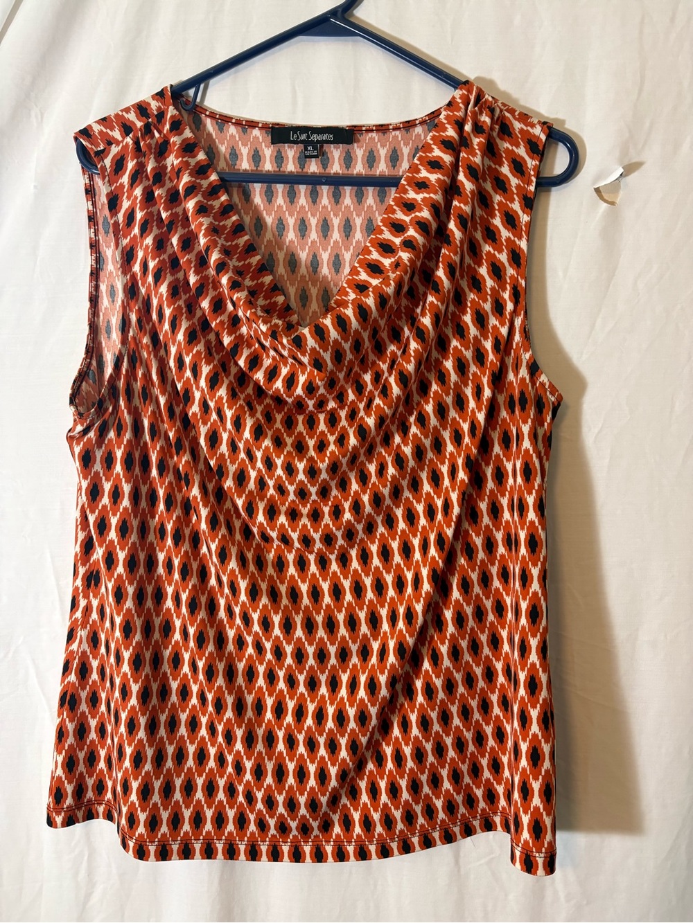 Orange Printed Cowl-Neck Camisole